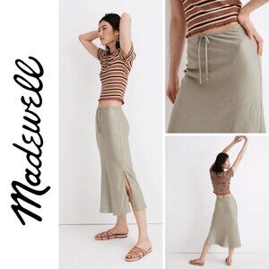 NWT - Madewell Linen-Blend Drawstring Midi Slip Skirt